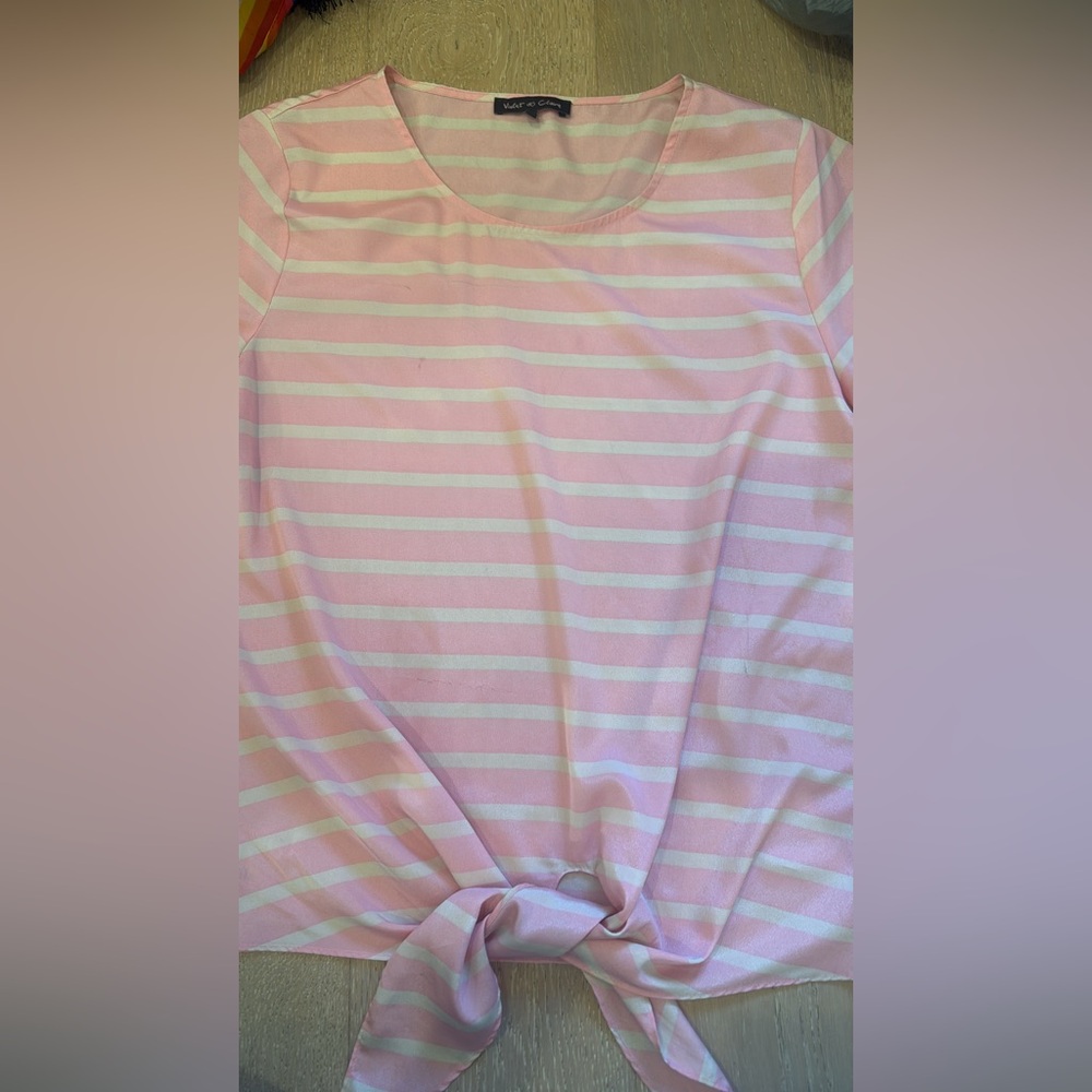 Pink and White Striped Top